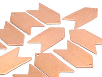Copper Arrow Blank, 10 Raw Copper Arrow Stamping Pendant Tags With Chevron Charms (15x30x0.80mm) D0484