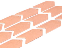 Copper Arrow Blank, 10 Raw Copper Arrow Stamping Pendant Tags With Chevron Charms (15x30x0.80mm) D0484