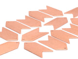Copper Arrow Blank, 10 Raw Copper Arrow Stamping Pendant Tags With Chevron Charms (15x30x0.80mm) D0484
