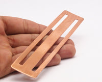 Copper Bracelet Blank, 2 Raw Copper Bracelet Stamping Blank Bangles With 2 Stripes (30x156x1mm) D0464