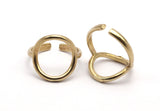Adjustable Circle Ring - 10 Raw Brass Adjustable Circle Rings - (14-15mm) Mn71