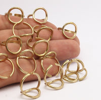 Adjustable Circle Ring - 10 Raw Brass Adjustable Circle Rings - (14-15mm) Mn71