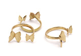 Brass Butterfly Ring - 5 Raw Brass Adjustable Butterfly Rings - (18-19mm) Mn72
