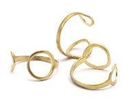 Two Circled Ring - 10 Raw Brass Adjustable Ring With Two Circles - (18mm) Mn74