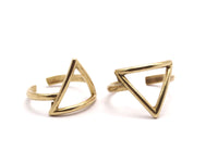 Open Triangle Ring - 5 Raw Brass Triangle Rings - (16-17mm) Mn77