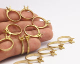 Rhinestone Ring Setting, 6 Raw Brass Ring Settings (17.18.19mm) Mn93