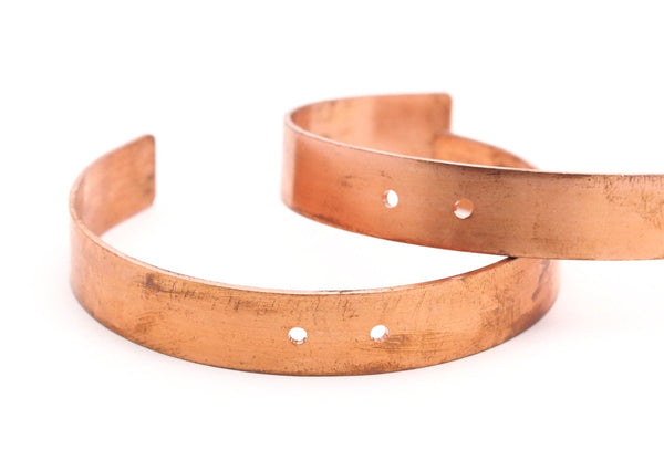 Copper Bracelet Blank - 2 Raw Copper Bracelet Stamping Blanks , Cuffs With 2 Holes (10x145x1mm)  Brc086