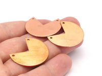 Three Quarter Copper Blank, 10 Raw Copper Stamping Blank Pendants With 2 Holes (30x25x0.80mm) D0528