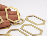 6 Raw Brass Hexagons (54x32x0.80mm) D0394