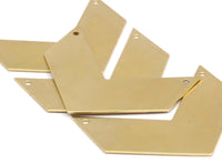 Brass Chevron Charm, 7 Raw Brass Chevrons with 2 Holes (50x20x0.80mm) N0625