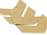 Brass Chevron Charm, 7 Raw Brass Chevrons with 2 Holes (50x20x0.80mm) A0860--N0625