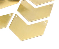 8 Raw Brass Chevrons 2 Holes Blanks (40x25x0.80mm) A0836--n617