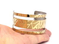 Steel Textured Bracelet - Stainless Steel Textured Bright Cuff Bracelets (36x155x0.80mm) Brc105