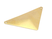 6 Raw Brass Pyramid Triangle Blank , 2 Holes (56x41x41x0.80 Mm)  D0482--C016
