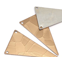 6 Textured Steel Triangle Charms With 2 Holes (50x27x0.80 Mm) A0973