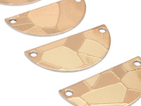 Textured Boho Blank, 10 Textured Steel Semi Circle Charms With 2 Holes (30x15x0.80mm)  A0974