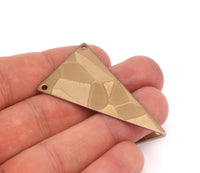 6 Textured Steel Triangle Charms With 2 Holes (50x27x0.80 Mm) A0973
