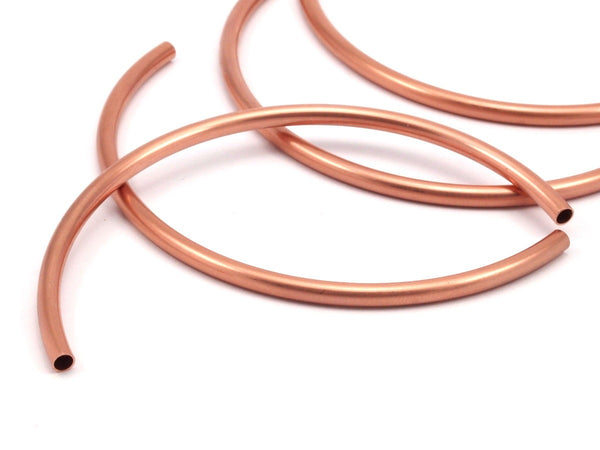 Copper Noodle Tubes - 6 Raw Copper Semi Circle Tubes (4x95mm)  D0480