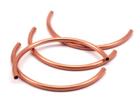 Copper Noodle Tube Beads - 8 Raw Copper Semi Circle Tubes (4x80mm) D0478