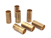 Industrial Tube Beads, 12 Raw Brass Industrial Tube Findings, (11x25)--r018