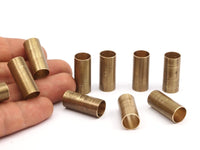 Industrial Tube Beads, 12 Raw Brass Industrial Tube Findings, (11x25)--r018