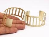 Brass Railed Bracelet - 6 Raw Brass Adjustable Cuffs  (150x35x0.80mm)  Brc117