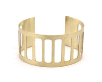 Brass Railed Bracelet - 6 Raw Brass Adjustable Cuffs  (150x35x0.80mm)  Brc117