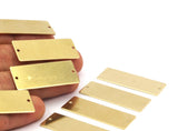 Customized Name Bar, 12 Raw Brass Rectangle Stamping Blank With 2 Holes Pendants (40x15x0.80mm) A0775