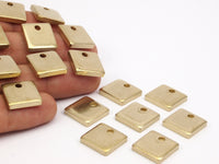 Brass Square Charm, 6 Raw Brass Squares (15x3mm) Y206