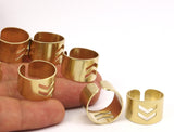 Brass Chevron Ring - 12 Raw Brass Adjustable Double Chevron Ring Setting (19mm) A0885