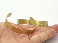 Brass Cuff Blank - 4 Raw Brass Cuff Bracelet Blank Bangle With 2 Holes , (10x145x1mm) BRC005