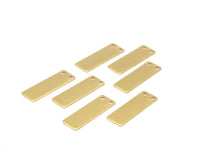 Rectangle Brass Stamping, 12 Raw Brass Rectangle Stamping Blanks With 2 Holes Pendants (25x8x0.80mm) D0335-06 F023