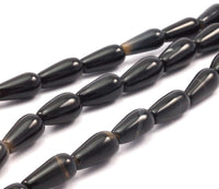 Black Onyx 18x9 Mm Drop Gemstone Beads Full Strand 15.5 Inches T004