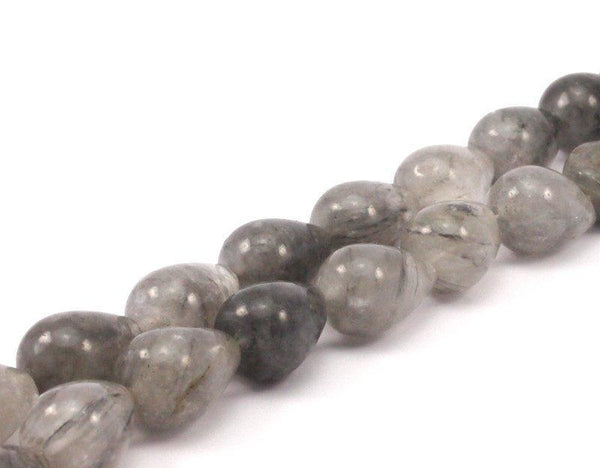 Cloudy Quartz  19x13.5Mm Drop Gemstone Beads 15.5 Inches Full Strand G532 T027