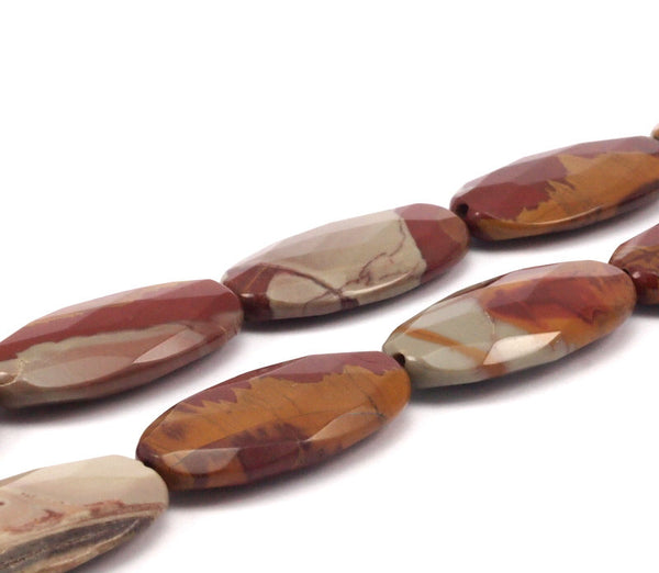 Crazy Horse Jasper 40x20mm Faceted  Oval gemstone beads 15.5 inches G305
