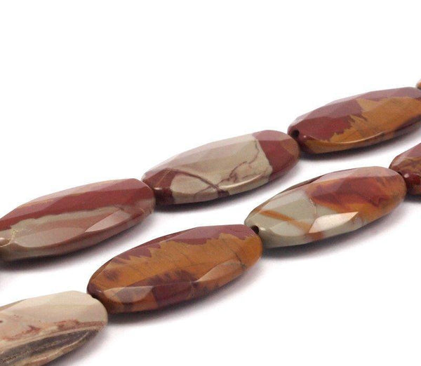 Crazy Horse Jasper 40x20mm Faceted  Oval gemstone beads 15.5 inches G603 T048