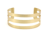 Brass Striped Cuff - 2 Raw Brass Cuff Bracelet Bangle (25x156x0.80mm)   BRC135