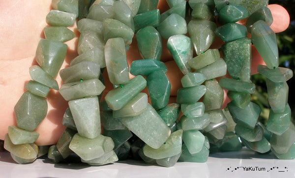 Green Aventurine Huge Freeform Faceted Gemstone Beads - 28 Pcs    T091