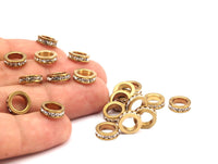 Zircon Rondelle Bead, 2 CZ Zircon Rondelle Beads with Hole Size 6.50mm) (10mm)  Y219