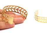 Brass Chevron Cuff - Raw Brass Chevron Cuff Bracelet Blank Bangle Without Holes (20x145x0.80mm)  T102