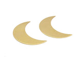 Brass Crescent Blank, 12 Raw Brass Crescent Blanks (44x14x0.80mm) Moon 16