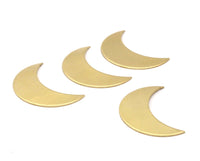 Moon Phase Blank, 10 Raw Brass Crescent Shaped Blanks (30x11x0.80mm) Moon 1