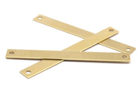 Brass Rectangle Bar, 10 Raw Brass Bracelet Blanks With 2 Holes (9x80x0.80mm) D0188