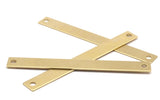 Brass Rectangle Bar, 10 Raw Brass Bracelet Blanks With 2 Holes (9x80x0.80mm) D0188