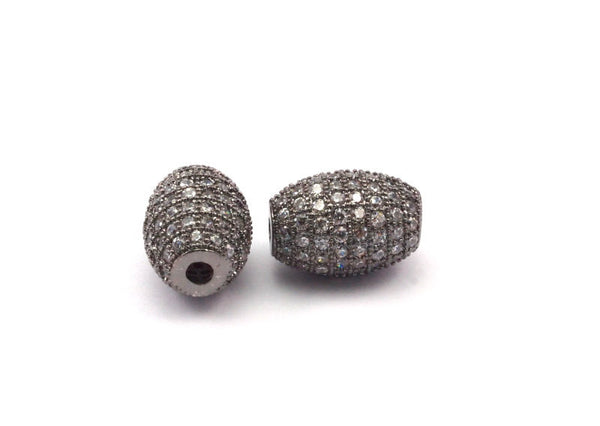 1 Micro Pave CZ Cubic Zirconia Bead (11x8mm) Hole Size 2mm W00006