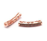 1 Rose Curved Tube , CZ Cubic Zirconia Micro Pave Beads 29x6mm Hole size 3mm  W00740 B-3