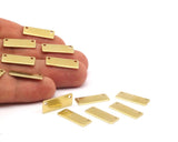 Brass Stamping Blank, 50 Raw Brass Stamping Blank, With 2 Holes Pendant (20x8x0.80mm) Y197