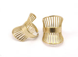 Bras Cage Ring - 4 Raw Brass Adjustable Cage Rings Brc243--N083