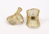 Bras Cage Ring - 4 Raw Brass Adjustable Cage Rings Brc243--N083