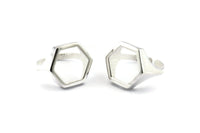 Silver Hexagon Ring, 925 Silver Adjustable Hexagon Rings - Pad Size 12x14mm N0062
